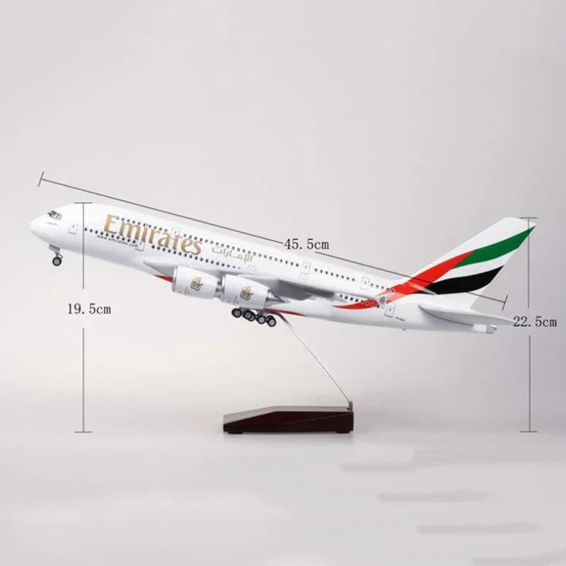 Airbus A380 | Escala 1:160 (~45,5 cm) | En Aleación Metálica y Plástico/Resina | Emiratos Árabes Unidos | Con Luces y Tren de Aterrizaje Retráctil