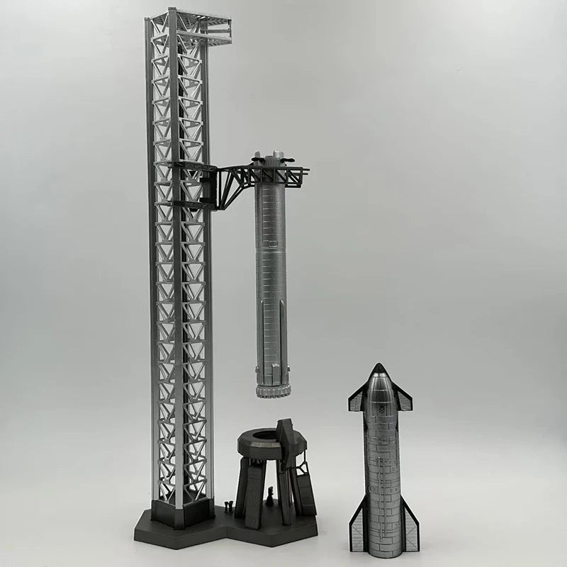 Falcon Heavy & Starship | Escala 1:400 (~17 cm y ~12,2 cm) | En Aleación Metálica | EE. UU. | Cohetes Espaciales de Colección