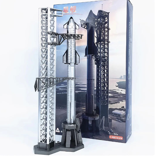 Falcon Heavy & Starship | Escala 1:400 (~17 cm y ~12,2 cm) | En Aleación Metálica | EE. UU. | Cohetes Espaciales de Colección