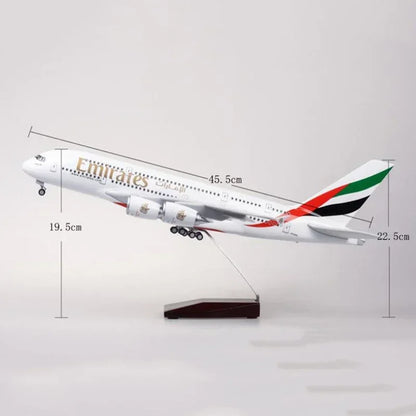 Airbus A380 | Escala 1:160 (~45,5 cm) | En Aleación Metálica y Plástico/Resina | Emiratos Árabes Unidos | Con Luces y Tren de Aterrizaje Retráctil